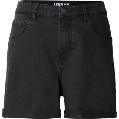Urban Classics - High Waist Denim Korte broek - Taille, 26 inch - Zwart