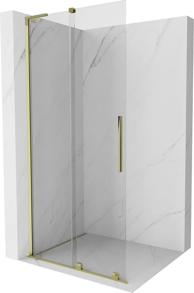 Mexen Velar L schuifbare douchewand Walk-in 100 x 200 , transparant 8 mm, goud - 871-100-003-03-50