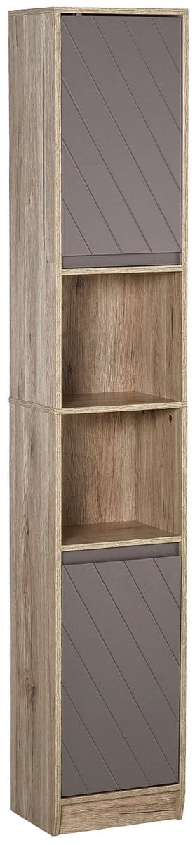 Badkamerkast - Hoge Badkamerkast - 2 Deuren 2 Open Planken - Kast - Opslagkast - 30 x 24 x 170 cm (L x B x H)