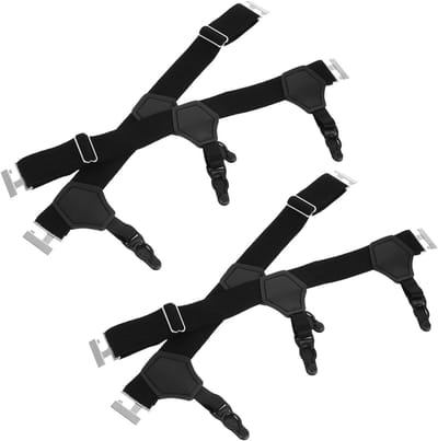 Verstelbare Kousenbanden - Sokkenhouders Clips - Overhemden Netjes Houden - Antislip Grip - 2 Paar - Zwart