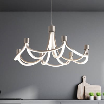 Näve LED hanglamp Festos, nikkel mat, dimbaar