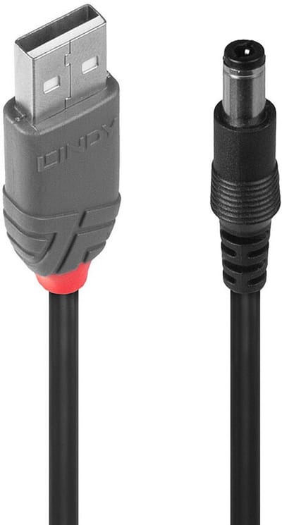 LINDY USB-kabel USB 2.0 USB-A stekker, DC-stekker 5,5 mm 1.50 m Zwart 70267