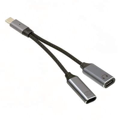 USB-C naar 100W PD Voeding + 8P Vrouwelijke Audio DAC AUX Muziek Kabel voor Laptop, Tablet en Telefoon - 16bit 48kHz Geluidskwaliteit