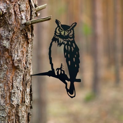 Birdzone - Metalbird - Uil - Tuindecoratie - metalen vogels - metal bird - Vogeldecoratie - 28 x 19 cm - Metalen Vogels Tuindecoratie - Boomdecoratie