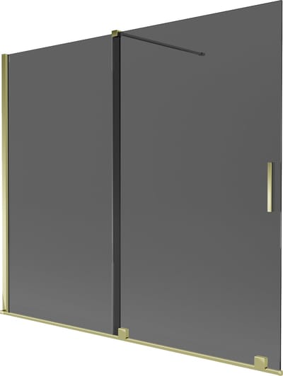 Mexen Velar badscherm voor badkuip, 2-delige schuifdeur 180 x 150 , grafiet, goud - 896-180-000-41-50