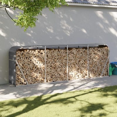 Houten rek buiten - Opslagrek terras - Brandhout opslaan - Met muurbevestiging - 300x45x100 cm - Antraciet