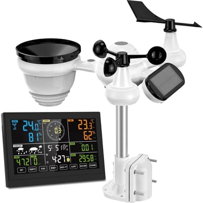 Weerstation Draasloos Binnen/Buiten - Weerstation - Kleurenscherm - Draadloze Wifi Verbinding - Inclusief Buitensensor - Voor Binnen en Buiten