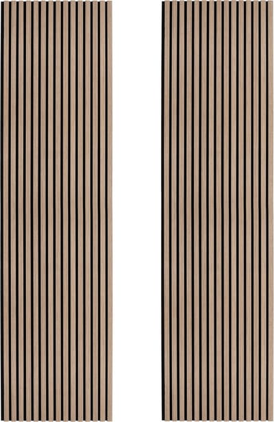 Akoestische lamellenpanelen x2 - licht walnoot - 240x60 cm