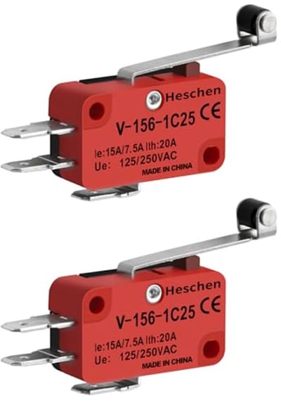 Micro-schakelaar met lange rolhendel - Wisselschakelaar 20 A 250 VAC - 2-pack