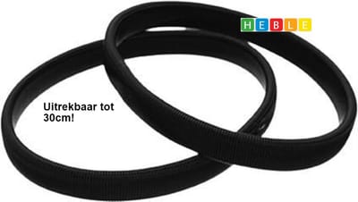 *** 1 Set Zwarte Mouwophouders - Uitrekbaar tot 22cm - van Heble® ***