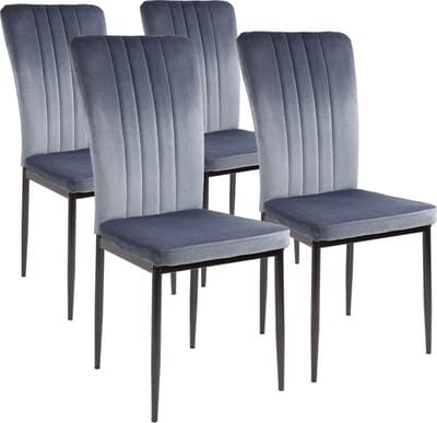 Albatros Modena Eetkamerstoelen met Fluwelen hoes, Set van 4, Grijs - Stijlvol Vintage Design, Fluwelen hoes, SGS-goedgekeurde gestoffeerde stoel - Moderne Keukenstoel, Eetkamerstoel of Eettafelstoel