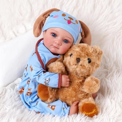 Babypop realistische pop - Levensgetrouwe pop - Kinderspel bevorderen - Gedetailleerd handgeschilderd - 63 cm - Blauw