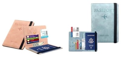 Mj Joys® - Paspoort Hoesje – Paspoorthouder – Paspoort Cover – Travel Wallet – RFID – Paspoortbeschermhoes – Passport cover – Reisportemonnee – Roze Blauw