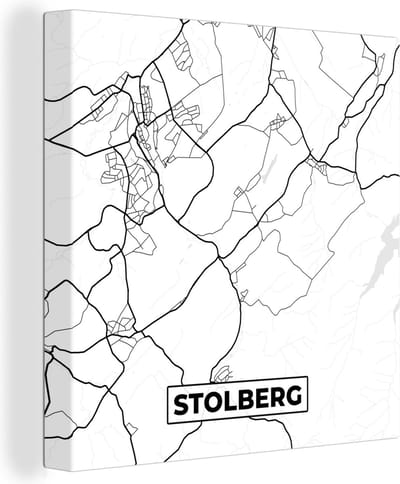 Canvas Schilderij Plattegrond - Stolberg - Kaart - Stadskaart - 20x20 cm - Wanddecoratie