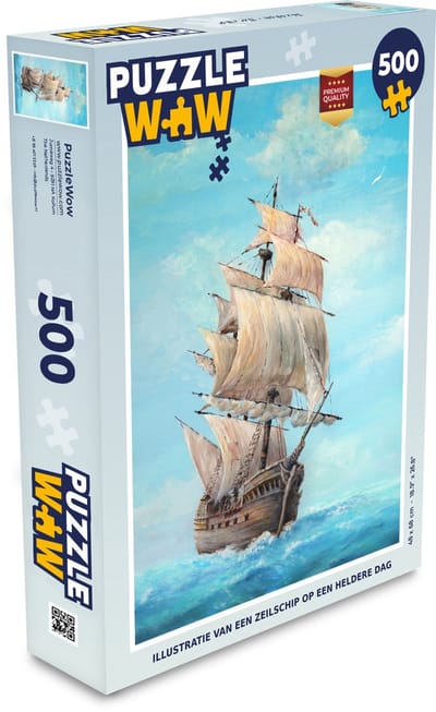 Puzzel Illustratie van een zeilschip op een heldere dag - Legpuzzel - Puzzel 500 stukjes