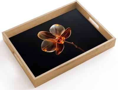 Dienblad hout 40x30 cm - Schootdienblad - Orchidee - Doorzichtig - Bloem - Borrelplank rechthoek - Plateau dienbladen