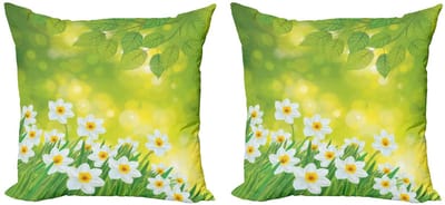 ABAKUHAUS narcis – Kussenhoes 2x45x45 cm – Dubbelzijdig bedrukt