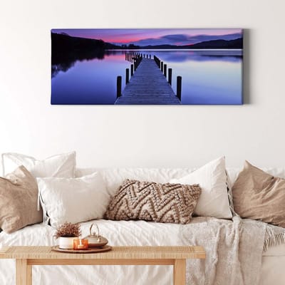 Canvas print DD123237 Lakepanorama A.S. Création 1,0 x 0,4 m Paars Kantoor Hal/Gang Keuken Slaapkamer Woonkamer
