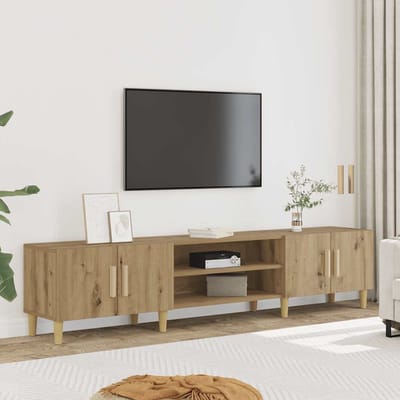 vidaXL - Tv-meubel - 180x31,5x40 - cm - bewerkt - hout - artisanaal - eikenkleurig