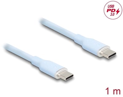 Delock USB 2.0 Cable USB Type-C™ male to male PD 3.0 60 W 1 m blue Silicone