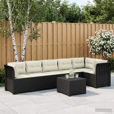 vidaXL - 6-Zits - Tuinbank - met - Kussens - Rattan - uitstraling - PP - Antraciet