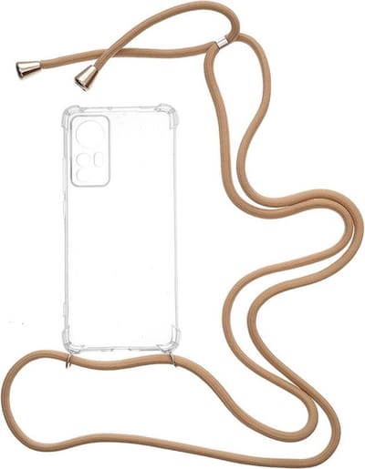 Shop4 - Geschikt voor Xiaomi 12 Pro Hoesje - Zachte Back Case TPU Siliconen met Koord Beige