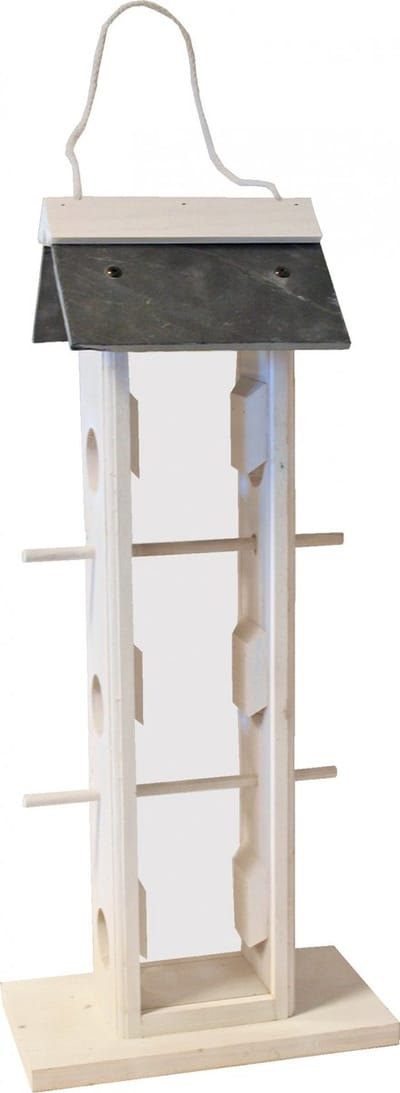 Voedersilo - wit/leisteen - 6-gaats - hangbaar - 52 cm.
