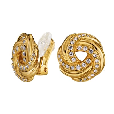 Traveller Clip Oorbellen - Oorclips Dames - Goud - Kristal - Preciosa Crystals - Knoop - Verguld - Ø 17 mm - 157744