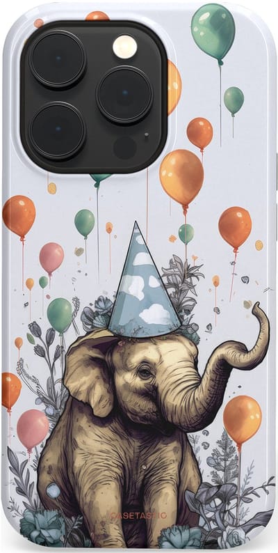 Casetastic Hoesje Geschikt voor Apple iPhone 14 Pro Magsafe - Stijlvolle Beschermende Duo-layer Case - Olifant Verjaardag