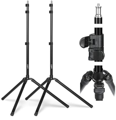 Omgekeerde Studio Verlichtingsstandaard - 2 Stuks 200 cm Opvouwbare Lichtstandaard Aluminium Fotografie Statief Lichtgewicht met Draagtas