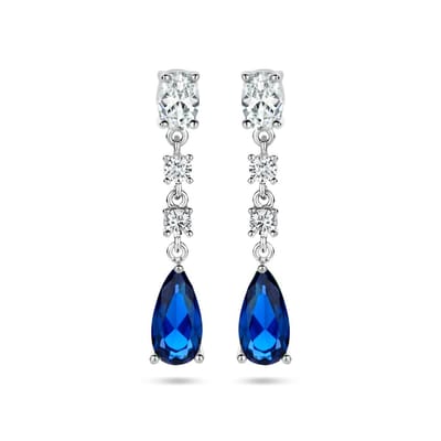 Zilver Gerhodineerd Oorhangers Saffierkleurig Zirkonia 1336709