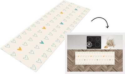 Keukenloper - Loper keuken - Minimalisme - Patroon - Baby - Hart - 150x50 cm - Keukenloper vinyl