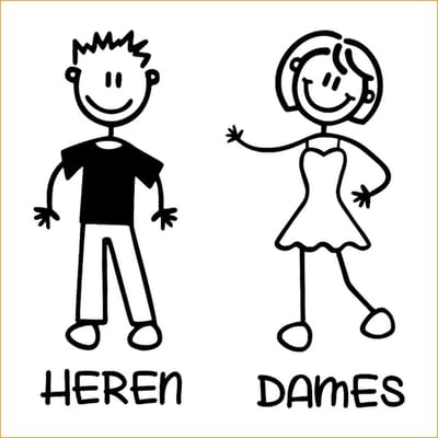 Deursticker Toilet - WC - Heren - Dames - Horeca - Restaurant - Kantoor - zwart - 17cm x 18cm
