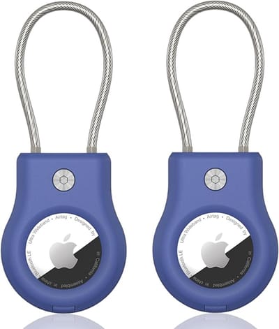 voor AirTag Houder - Waterdichte AirTag Sleutelhanger met Draadkabel, Compatibel met Apple AirTag, Secure AirTagged Houder voor Bagage, Sleutelhanger,Blauw 2 stuks