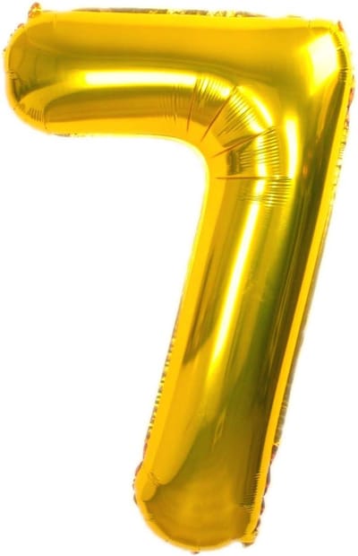 Folie Ballon Cijfer 7 Jaar Goud 70Cm Verjaardag Folieballon Met Rietje