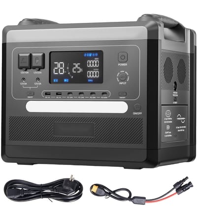 Draagbare powerstation - Zonnegenerator - Omvormer 2400 W - Capaciteit 2160 Wh - Uitgangen 10x - Instelbaar Ingangsvermogen - Uitbreidbare LiFePO4-accu