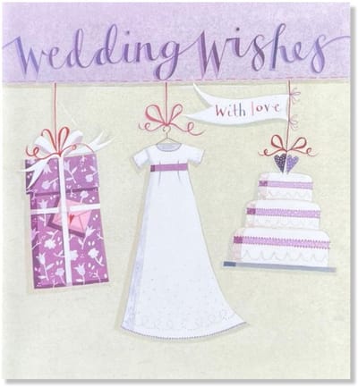 Wedding Wishes - Getrouwd Wenskaart - 12x11cm - Gevouwen kaart inclusief envelop - Huwelijkskaart