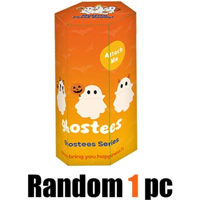 Ghostees Mystery Telefoonmaatje Blind Box Halloween Pluche Spook Schattig Verzamelobject Cadeau voor Kinderen Feest Bureau Decoratie orange