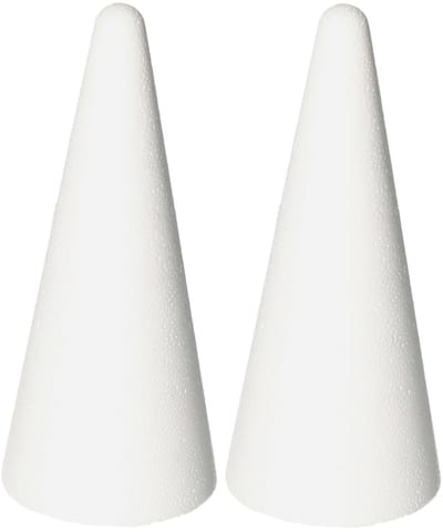 Piepschuim kegel - 2x - wit - H21 cm - styropor vormen - Hobby/diy - knutselmateriaal - basis materiaal