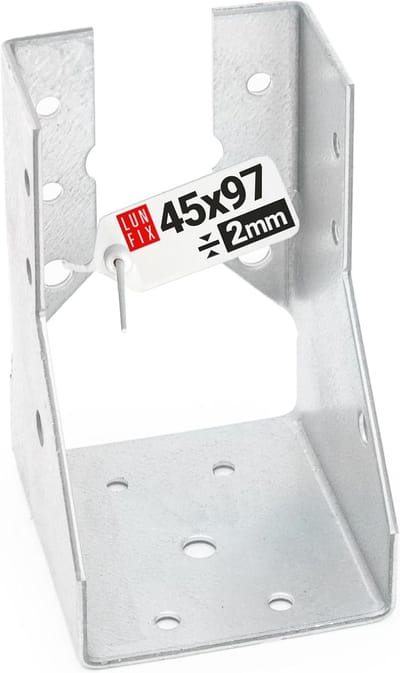 Balkenschoen Type A - Houtconnector Bevestiging - Robuuste Balkmontage - Verzinkt Staal 2mm - 45x97 mm - Zilverkleurig