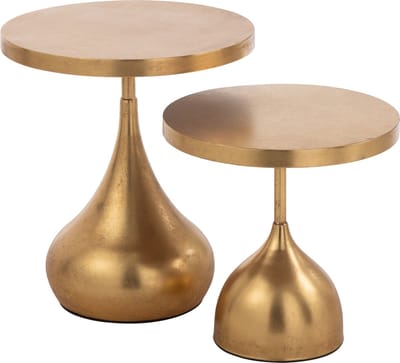 J-Line bijzettafel Druppel - metaal - goud - 2 stuks