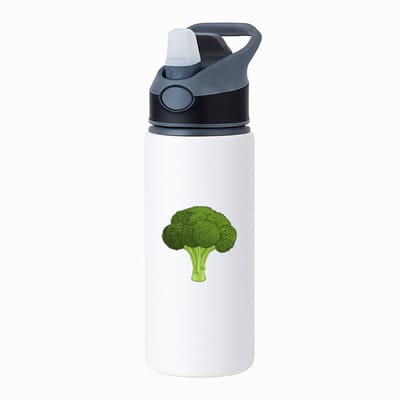 Hacebo® - Brocoli waterfles met rietje zwart - Groente - Groente liefhebbers - kool - gezond eten - water fles - 650ML