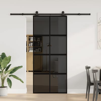 vidaXL Schuifdeur met beslag 90x205 cm gehard glas en aluminium