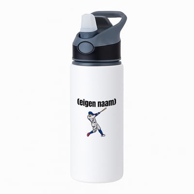 Hacebo® - honkballer met eigen naam waterfles met rietje zwart - Honkbal - atleten - iemand die houdt van honkbal - verjaardag - cadeau - kado - water fles - 650ML