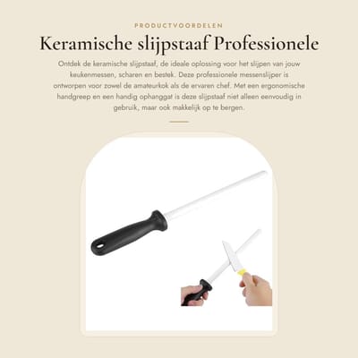 Dailygoods- Slijpstaaf Keramisch 20,3 cm - Professionele Messenslijper - Multifunctioneel Gereedschap - Ergonomische Handgreep - Duurzaam en Slijtvast