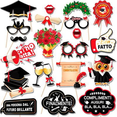 Allecto - Foto Props Set - 20-delige Accessoires - DIY Feestdecoratie - Geschikt voor Graduatie - Creatieve Fotografie - Ideaal voor Feestjes