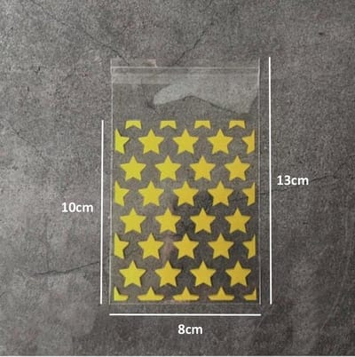 100x Transparante Uitdeelzakjes - Cellofaan Plastic Traktatie Kado Zakjes - Snoepzakjes Sterren Goud