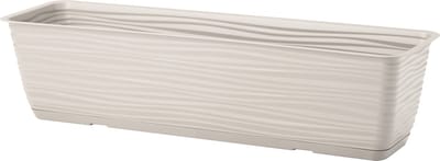 Form Plastic Plantenbak Balustrade - kunststof - lichtgrijs - L60 x B17 x H14 cm - met opvang schotel - rechthoek - balkon bakken - bloembakken