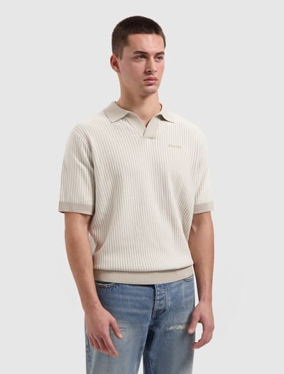 Pure Path Knitted Polo Ladder Stitch Sand (26010807 - 46)