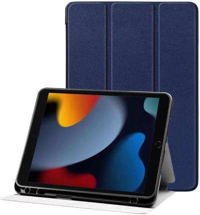 Tablet Hoes Geschikt voor Apple iPad 10.2 (2019/2020/2021) | Luxe Tri-Fold Book Case | Kunst Leren Bescherm Hoes | Standaard Functie | Blauw